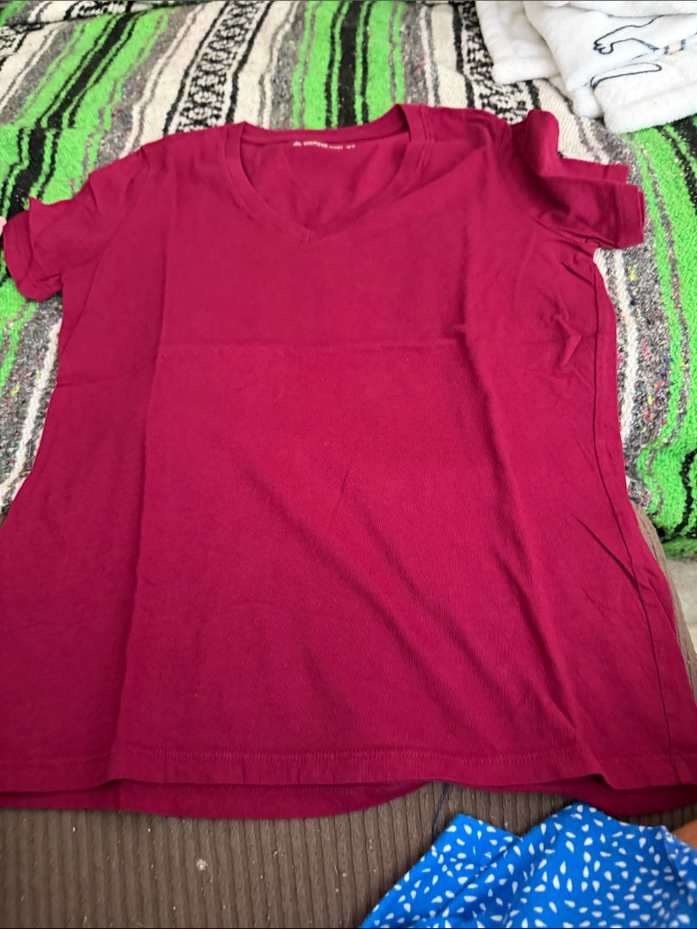 American Giant V-Neck Short Sleeve Tee in Deep Magenta